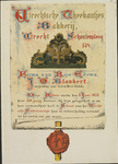206538 Oorkonde ter gelegenheid van het 150-jarig bestaan in 1876 van de bakkerij Den Dubbelden Arend (Schoutensteeg ...